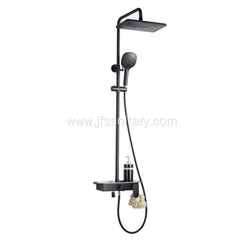 Black Shower Mixer Shelf With Toilet Sprayer